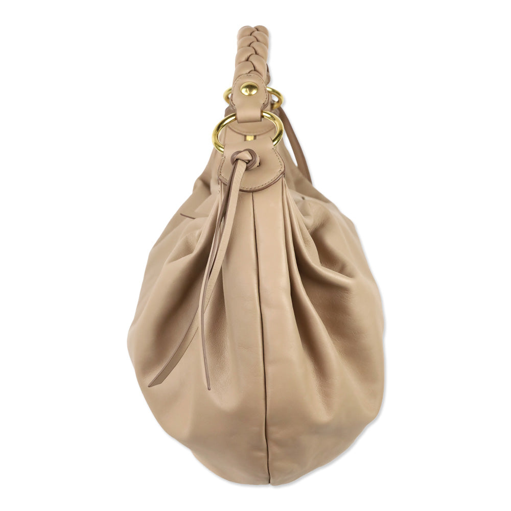 Miu Miu Beige Leather Softy Shoulder Hobo Bag