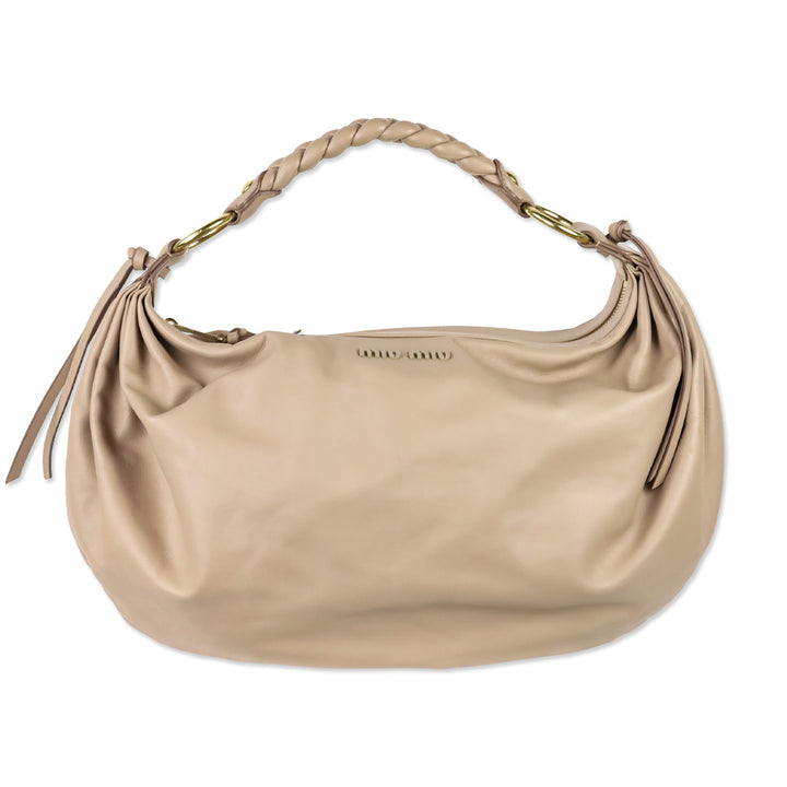 Miu Miu Beige Leather Softy Shoulder Hobo Bag