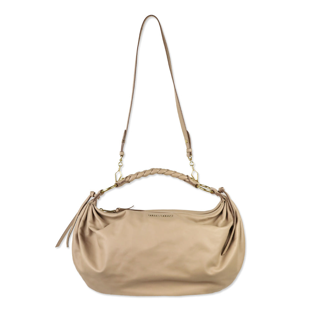 Miu Miu Beige Leather Softy Shoulder Hobo Bag