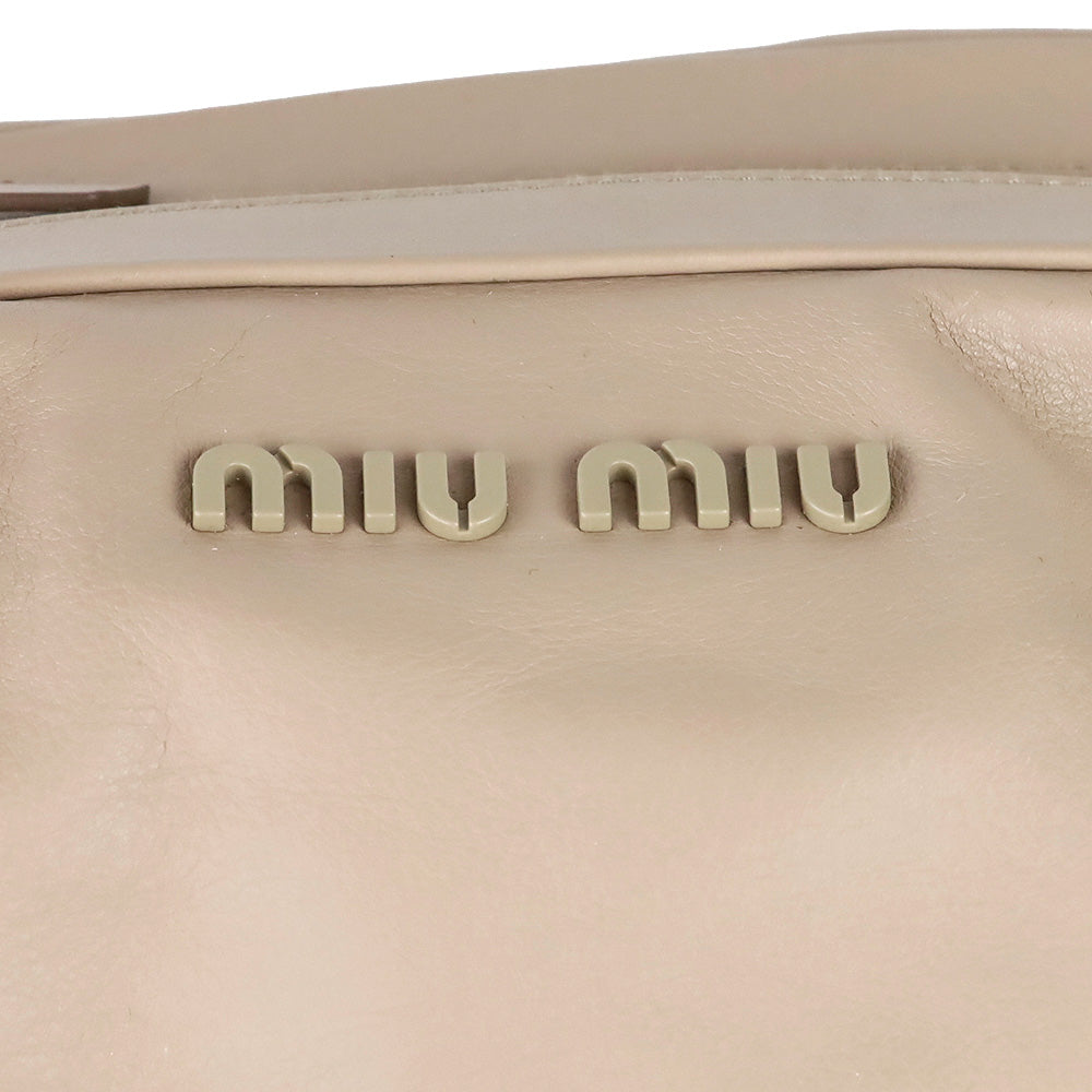 Miu Miu Beige Leather Softy Shoulder Hobo Bag