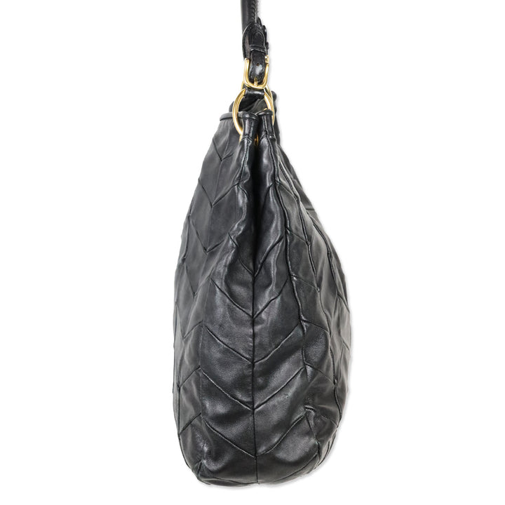 Miu Miu Black Chevron Quilted Leather Hobo Bag