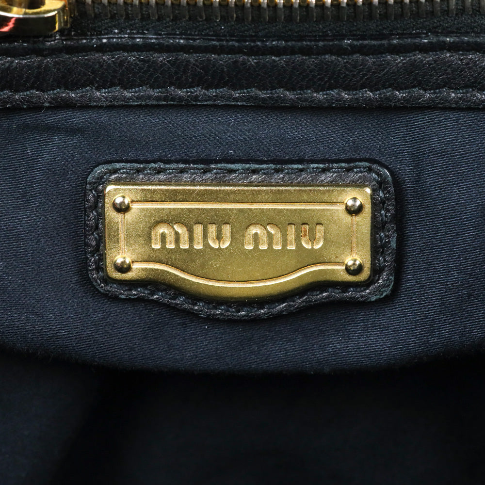 Miu Miu Black Chevron Quilted Leather Hobo Bag