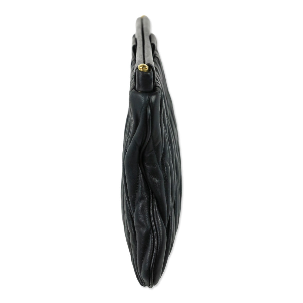Miu Miu Black Matelassé Leather Frame Clutch