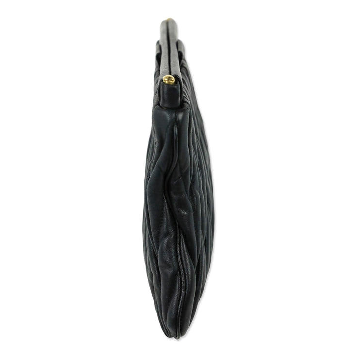 Miu Miu Black Matelassé Leather Frame Clutch