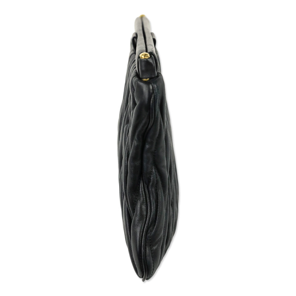 Miu Miu Black Matelassé Leather Frame Clutch