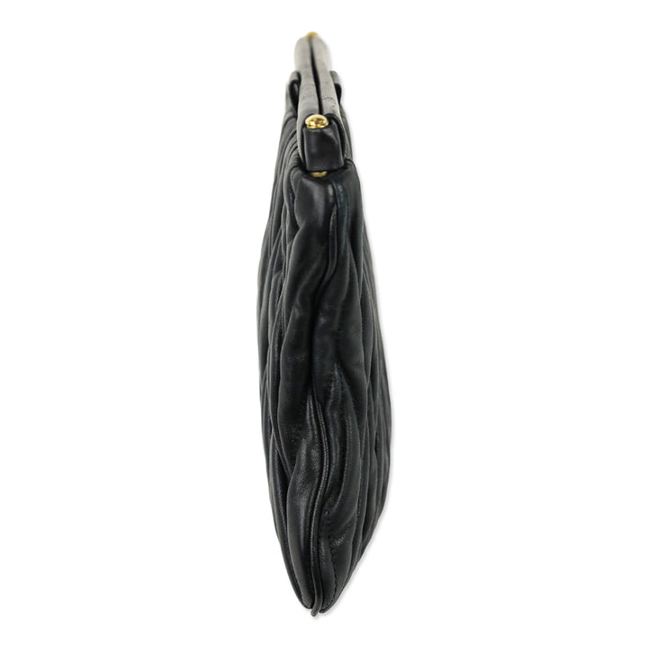 Miu Miu Black Matelassé Leather Frame Clutch