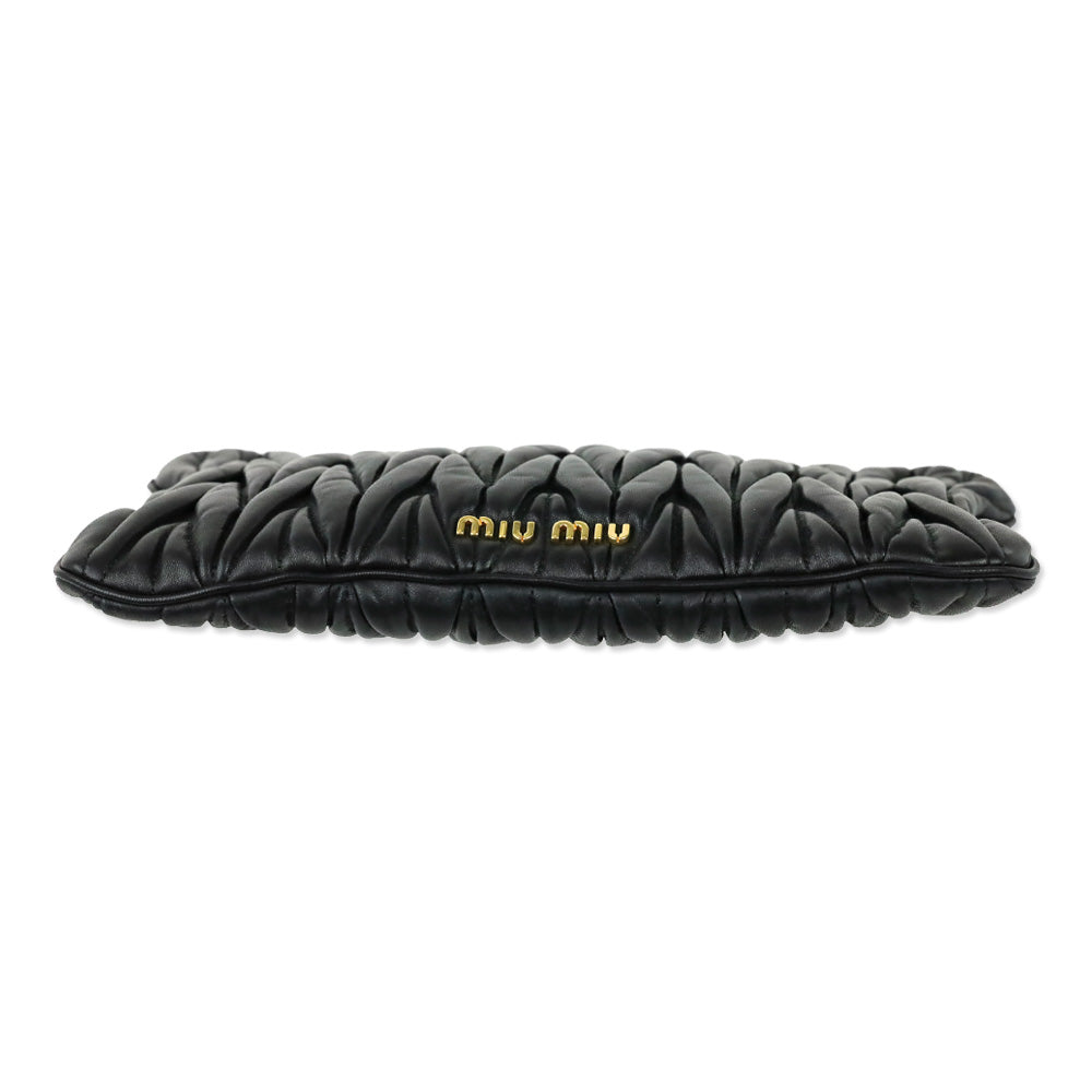 Miu Miu Black Matelassé Leather Frame Clutch