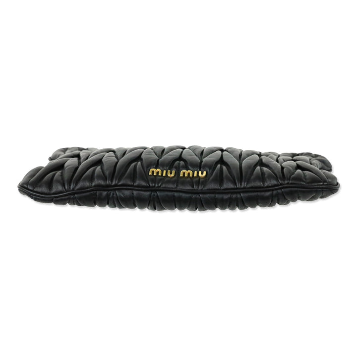 Miu Miu Black Matelassé Leather Frame Clutch
