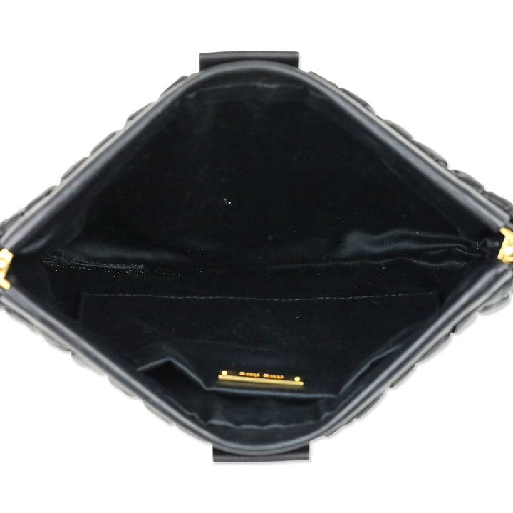 Miu Miu Black Matelassé Leather Frame Clutch