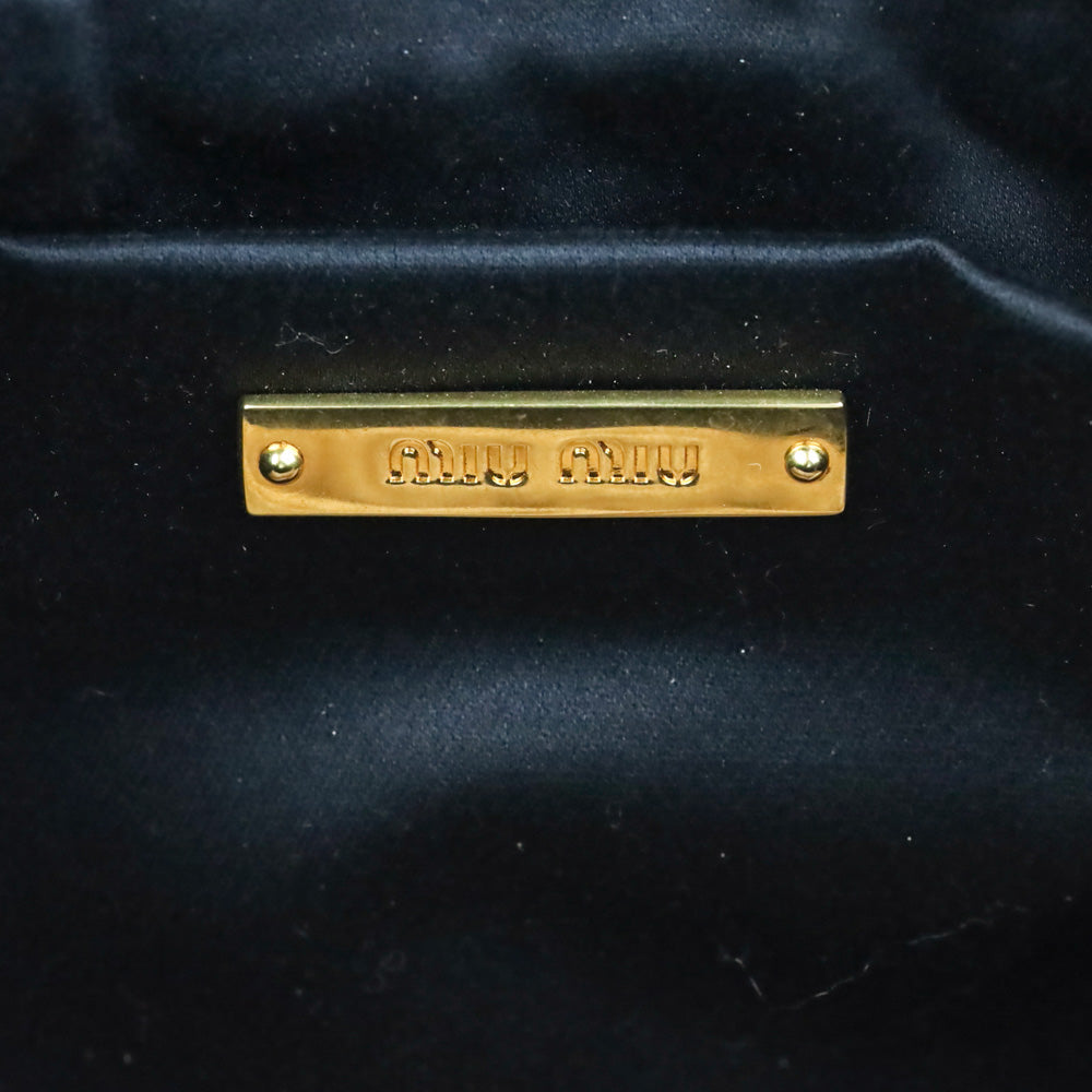 Miu Miu Black Matelassé Leather Frame Clutch