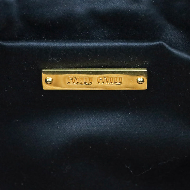 Miu Miu Black Matelassé Leather Frame Clutch