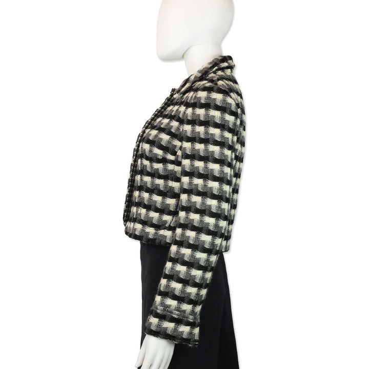 Miu Miu Black/White Gingham Wool Cropped Jacket