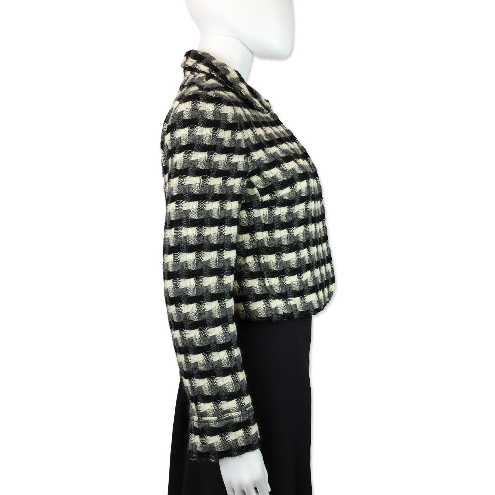 Miu Miu Black/White Gingham Wool Cropped Jacket