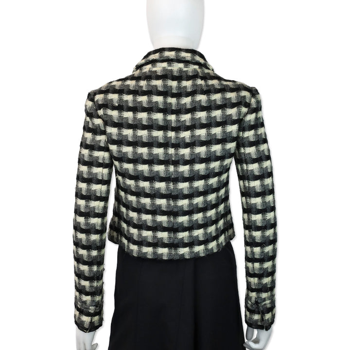 Miu Miu Black/White Gingham Wool Cropped Jacket