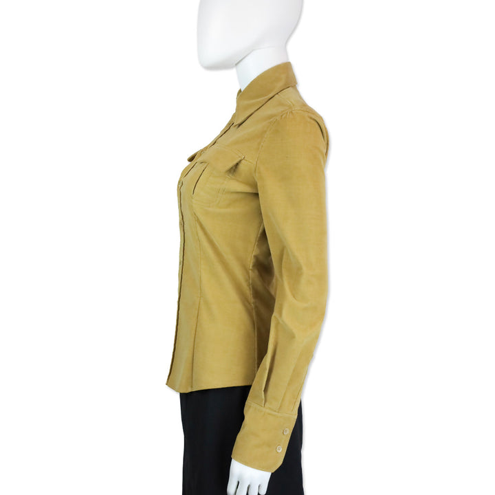 Miu Miu Brown Corduroy Button Up Shirt