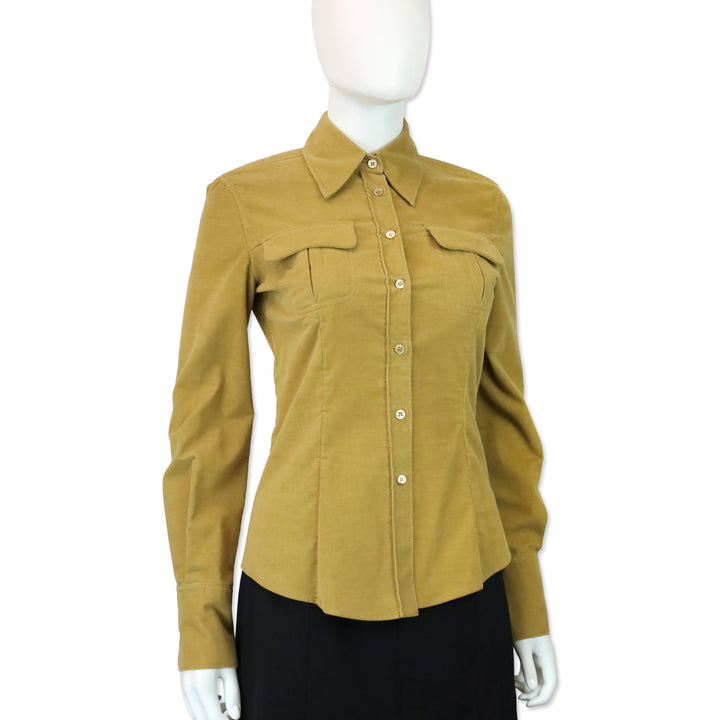 Miu Miu Brown Corduroy Button Up Shirt