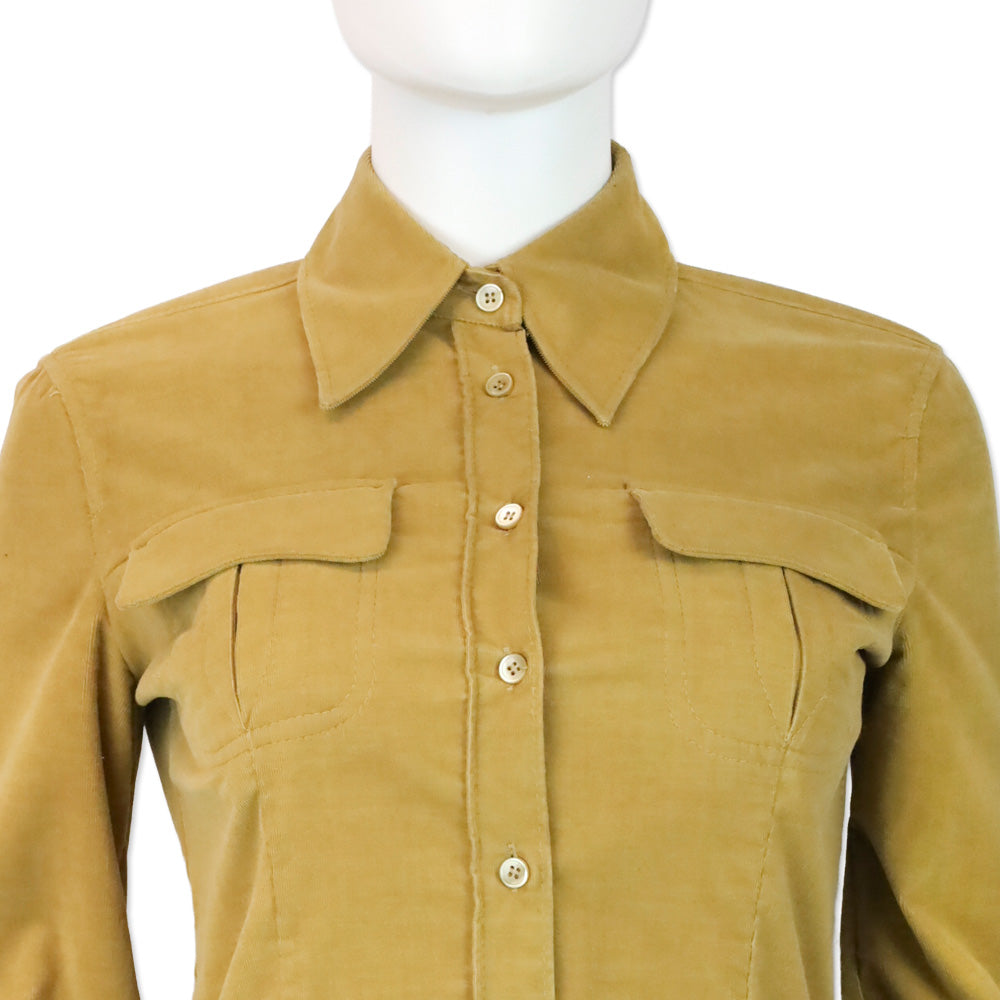 Miu Miu Brown Corduroy Button Up Shirt