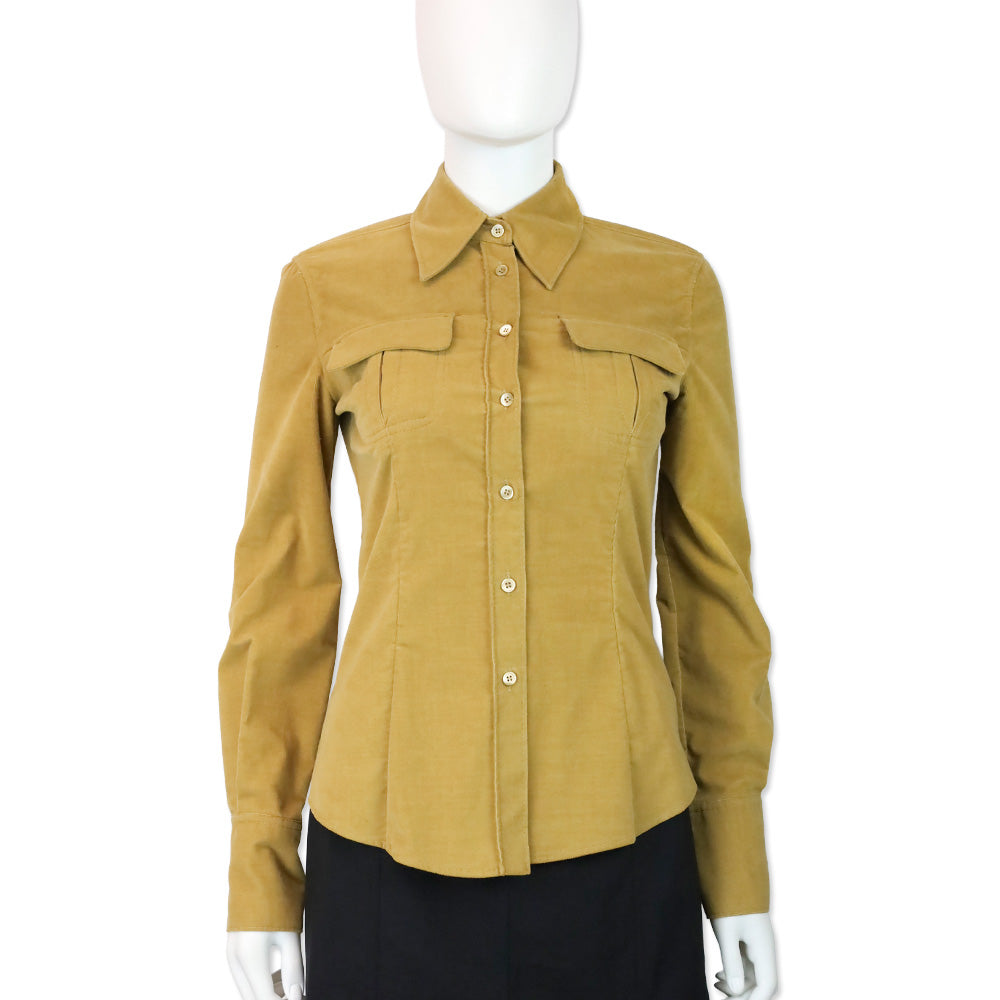 Miu Miu Brown Corduroy Button Up Shirt