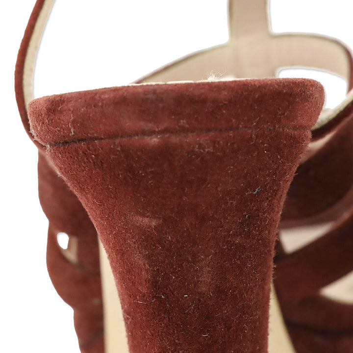 Miu Miu Burgundy Suede Cage Platform Sandals