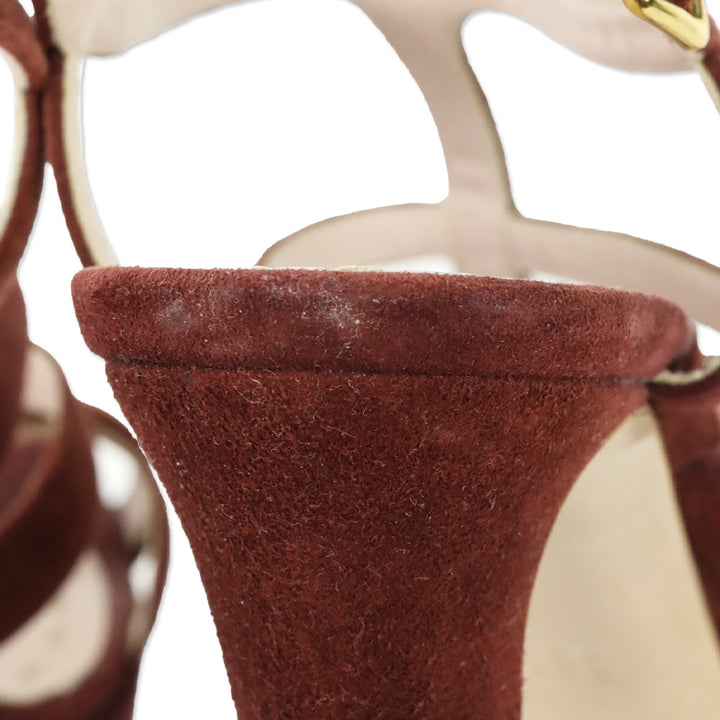 Miu Miu Burgundy Suede Cage Platform Sandals