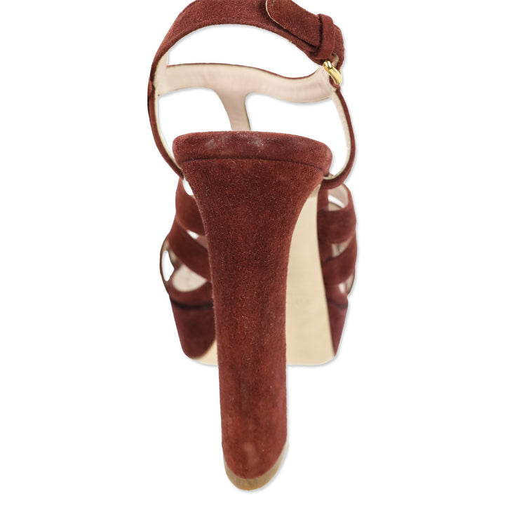 Miu Miu Burgundy Suede Cage Platform Sandals