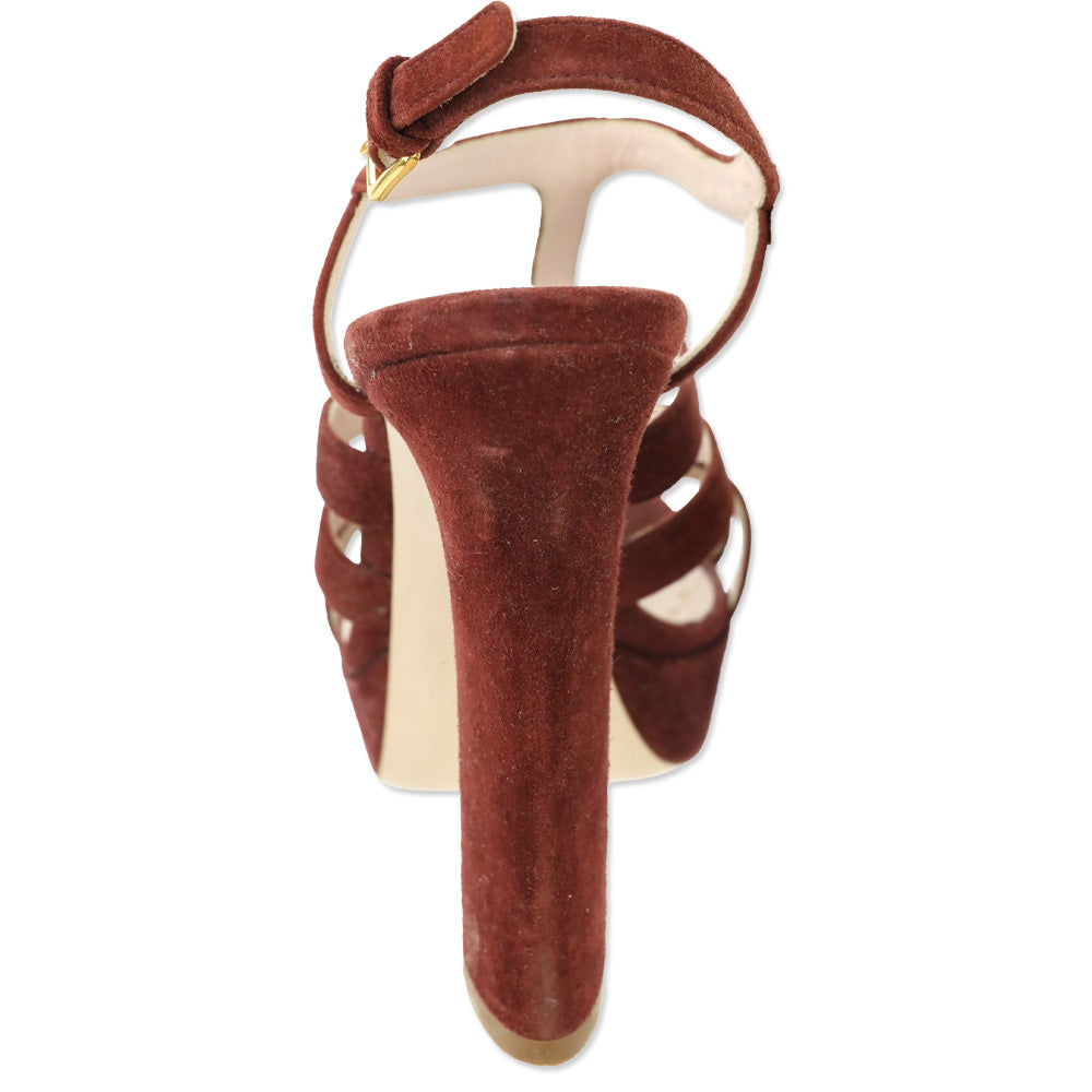 Miu Miu Burgundy Suede Cage Platform Sandals