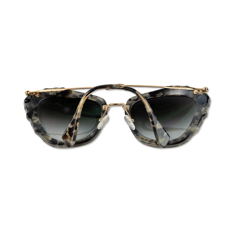 Miu Miu Prescription Gold Black Crystal Cat Eye Glasses