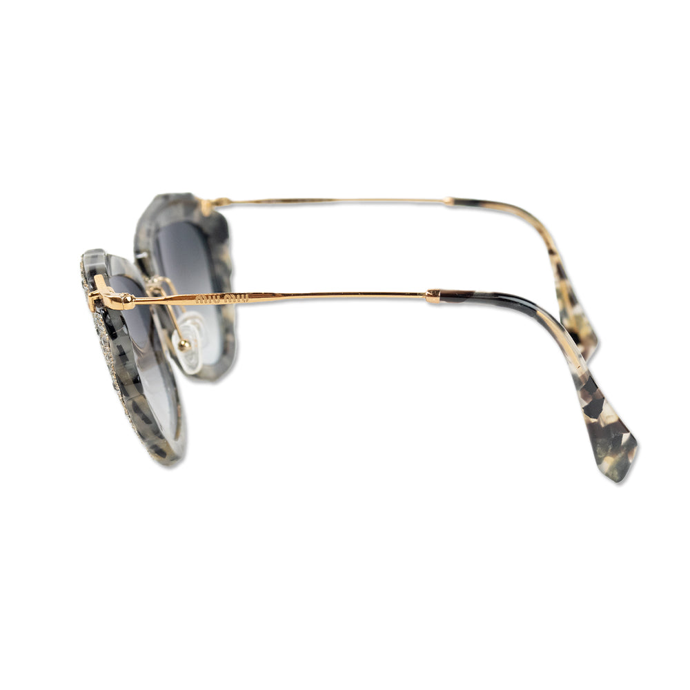 Miu Miu Prescription Gold Black Crystal Cat Eye Glasses