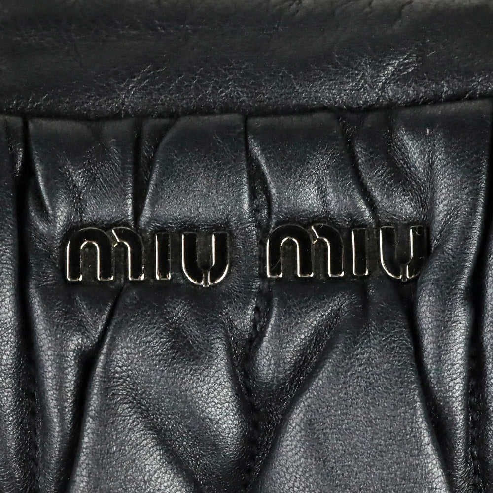 Miu Miu Graphite Matelassé Leather Lock Tote