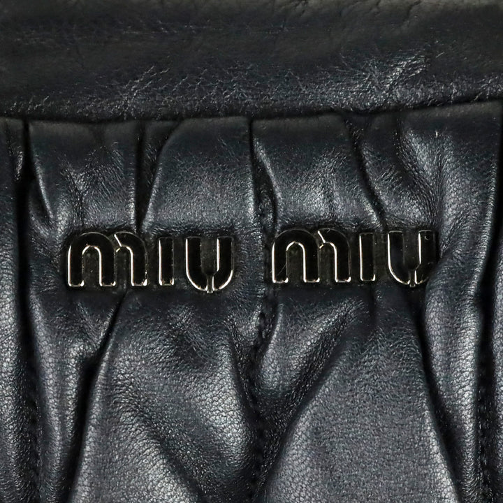 Miu Miu Graphite Matelassé Leather Lock Tote