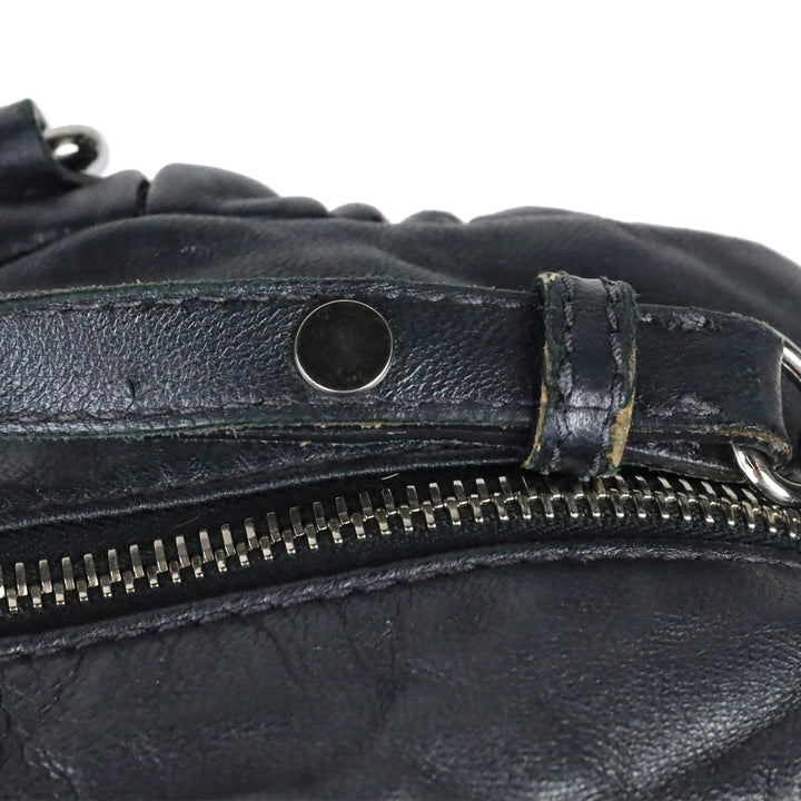 Miu Miu Graphite Matelassé Leather Lock Tote