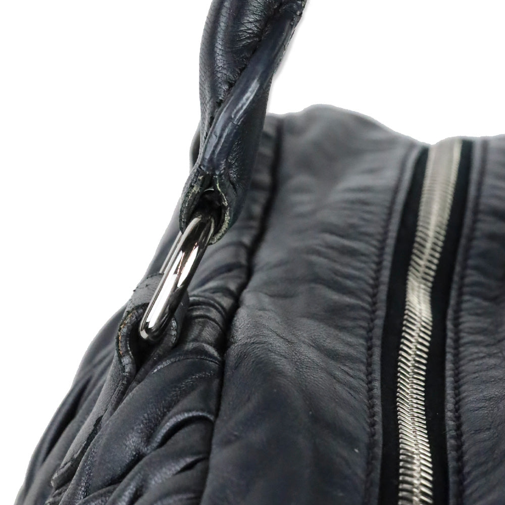 Miu Miu Graphite Matelassé Leather Lock Tote