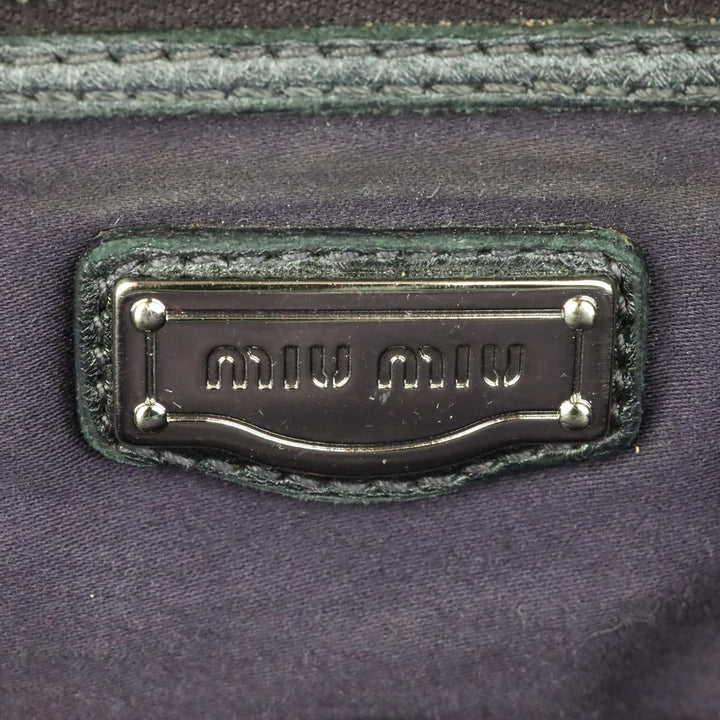 Miu Miu Graphite Matelassé Leather Lock Tote