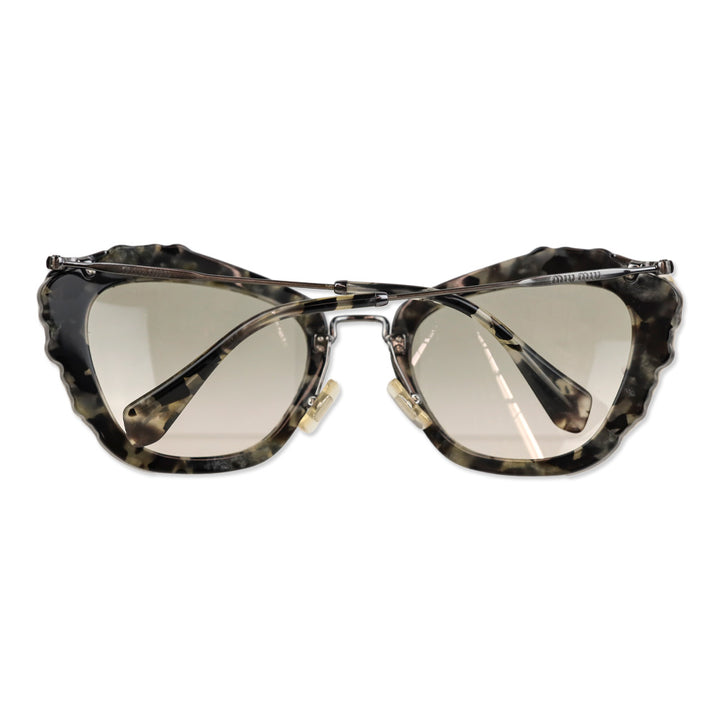Miu Miu 2016 Gunmetal Grey Tortoise Crystal Cat-Eye Sunglasses
