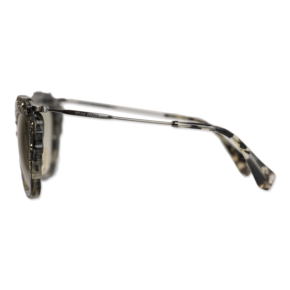 Miu Miu 2016 Gunmetal Grey Tortoise Crystal Cat-Eye Sunglasses