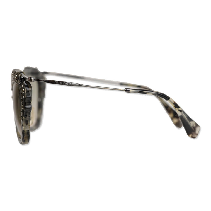 Miu Miu 2016 Gunmetal Grey Tortoise Crystal Cat-Eye Sunglasses