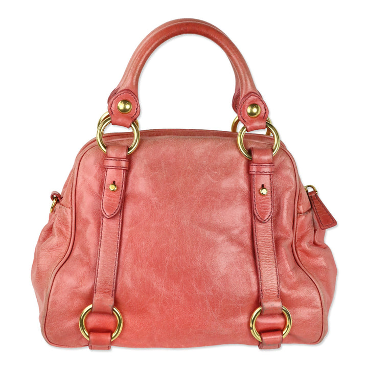 Miu Miu Pink Vitello Lux Leather Bow Satchel Shoulder Bag