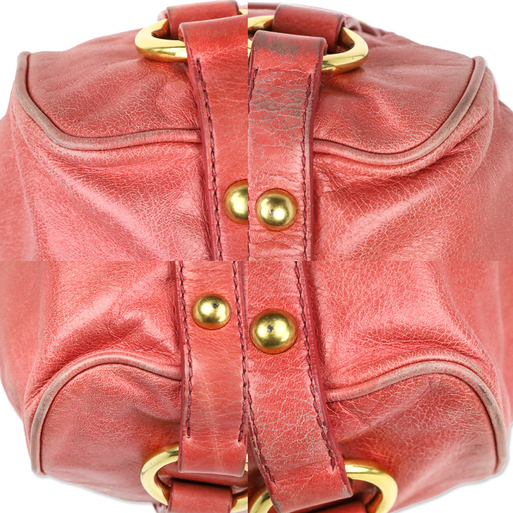 Miu Miu Pink Vitello Lux Leather Bow Satchel Shoulder Bag