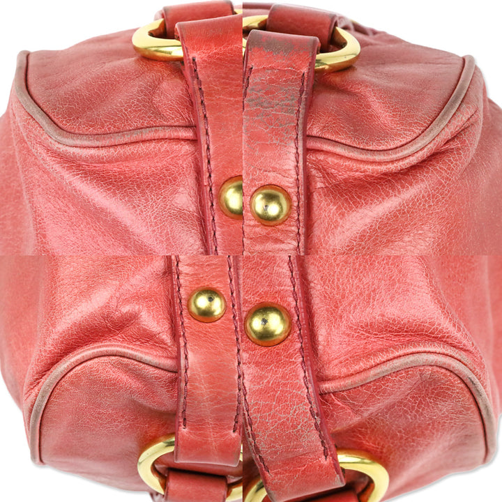 Miu Miu Pink Vitello Lux Leather Bow Satchel Shoulder Bag