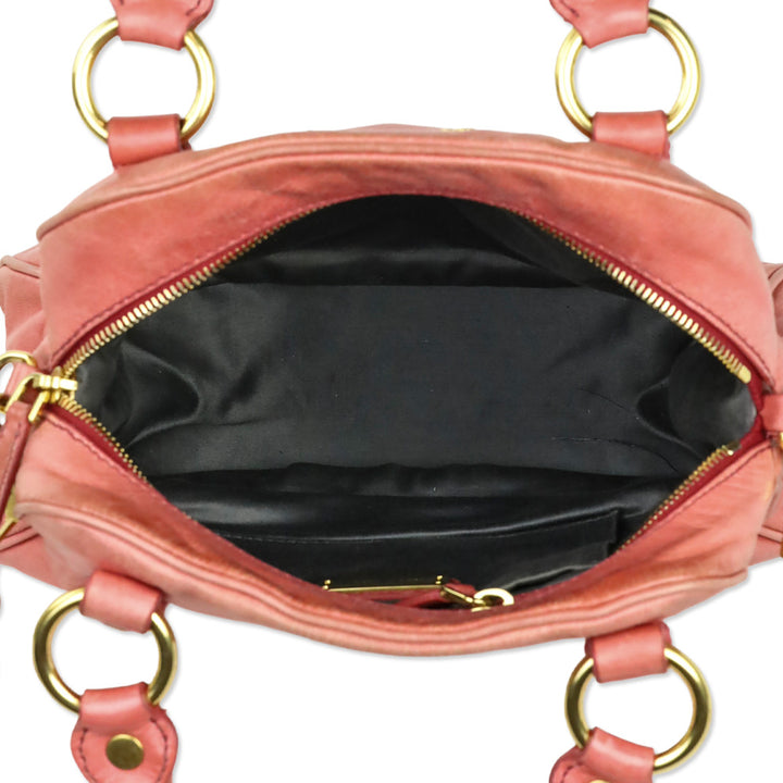 Miu Miu Pink Vitello Lux Leather Bow Satchel Shoulder Bag