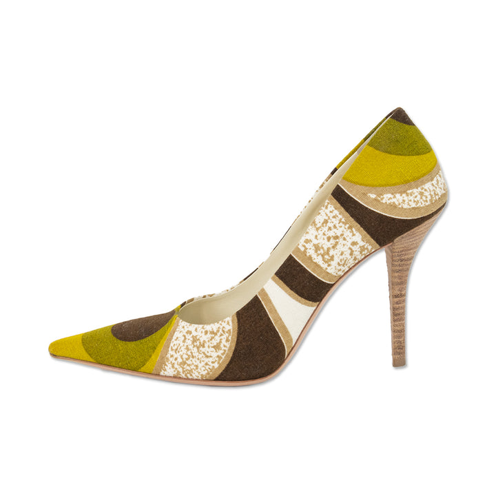 Miu Miu Pointed Toe Retro Printed Pumps