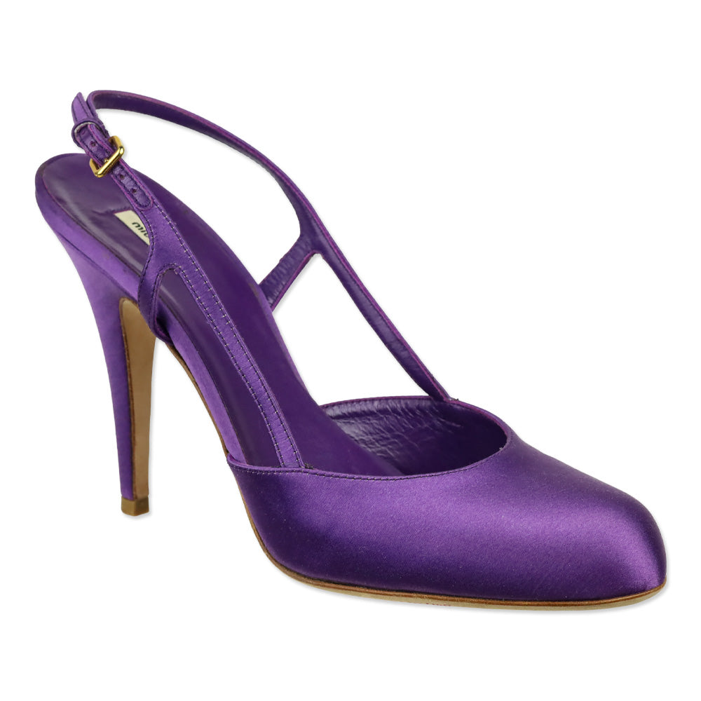 Miu Miu Purple Satin Slingback Pump