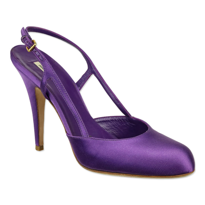 Miu Miu Purple Satin Slingback Pump