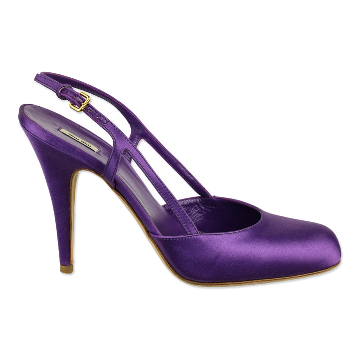 Miu Miu Purple Satin Slingback Pump