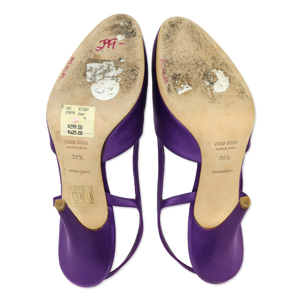 Miu Miu Purple Satin Slingback Pump