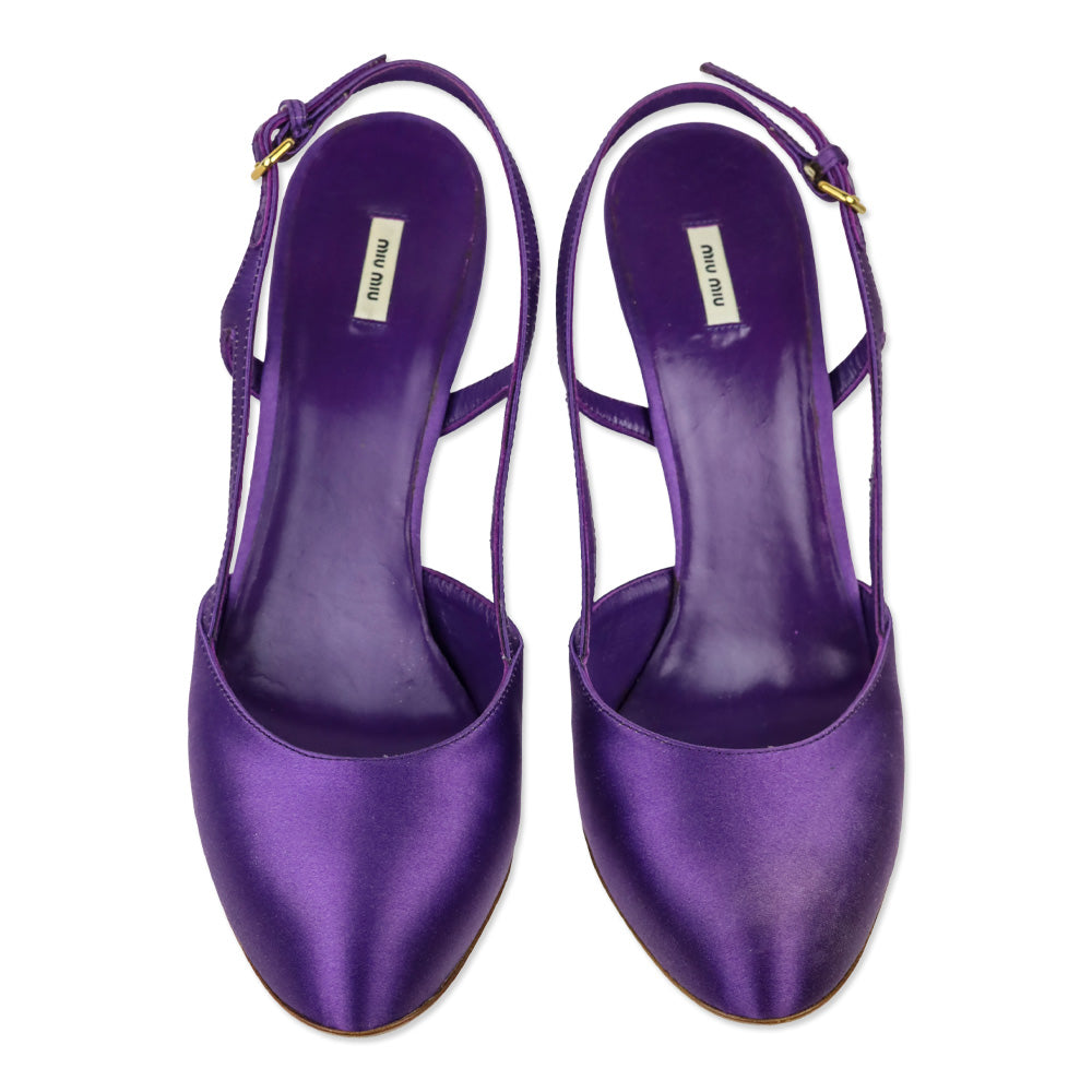 Miu Miu Purple Satin Slingback Pump