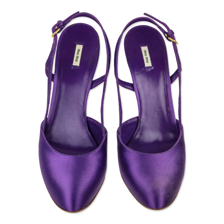 Miu Miu Purple Satin Slingback Pump