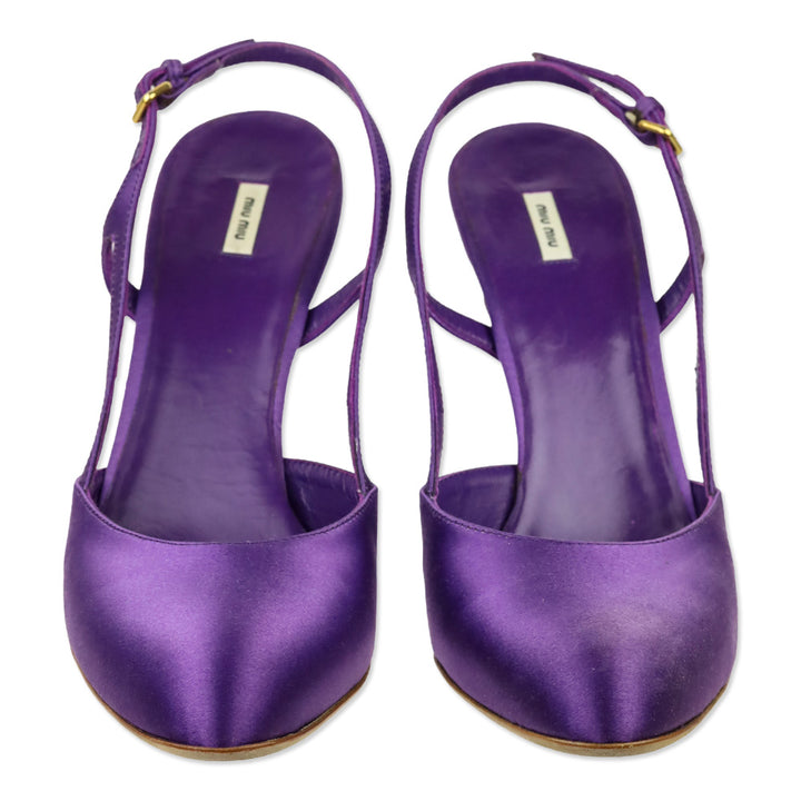Miu Miu Purple Satin Slingback Pump