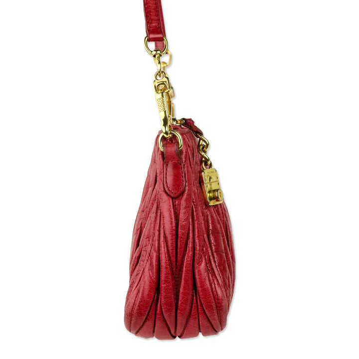 Miu Miu Red Nappa Matelassé Shoulder Bag