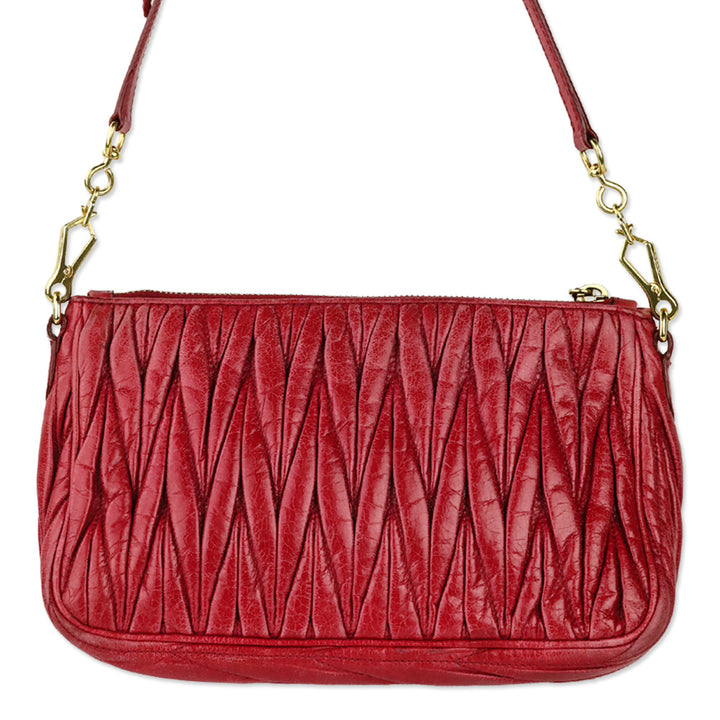 Miu Miu Red Nappa Matelassé Shoulder Bag